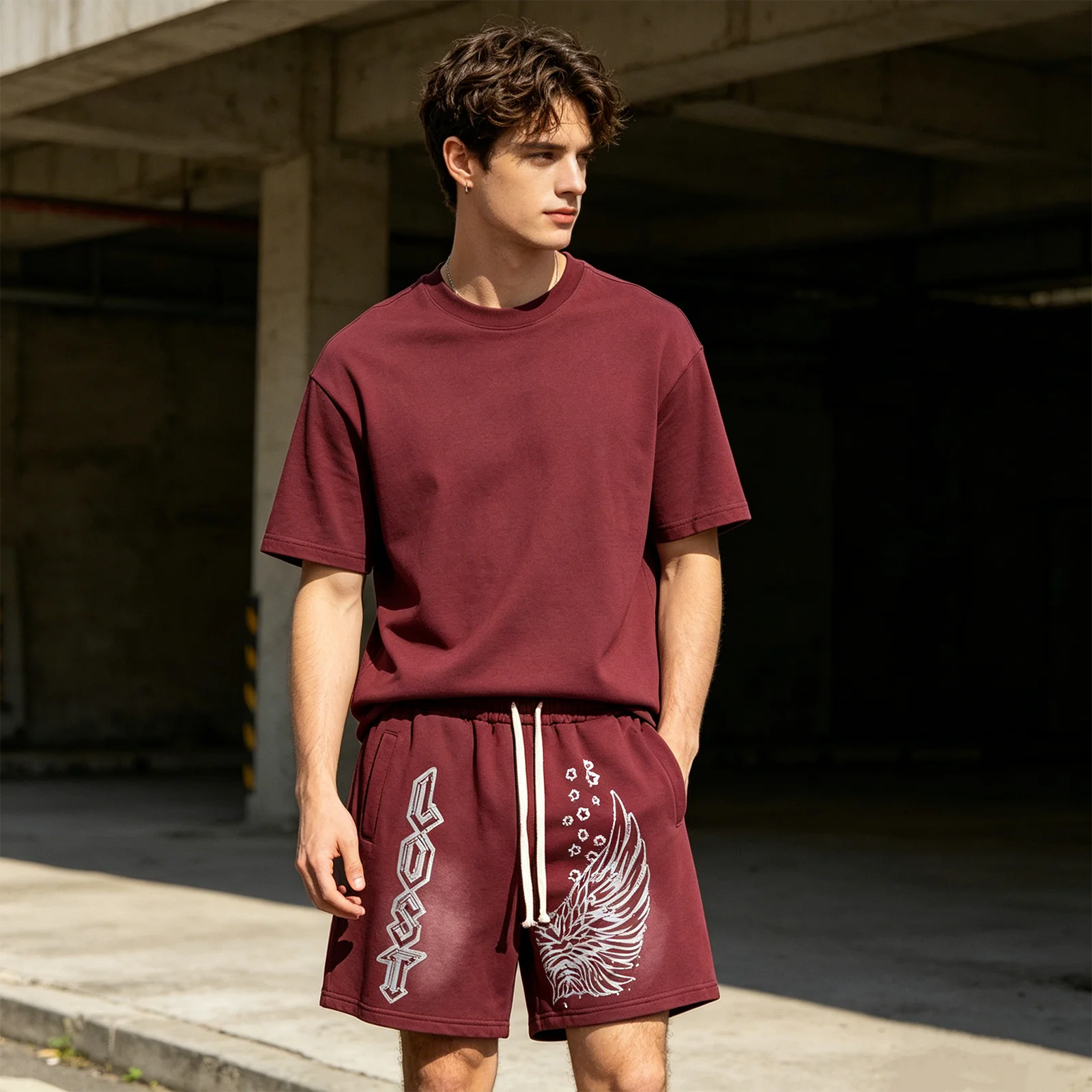 

Men's Rhinestone Sweat Shorts Vintage Black Washed Drawstring Casual Sports Shorts Summer Streetwear Oversized Short Joggers