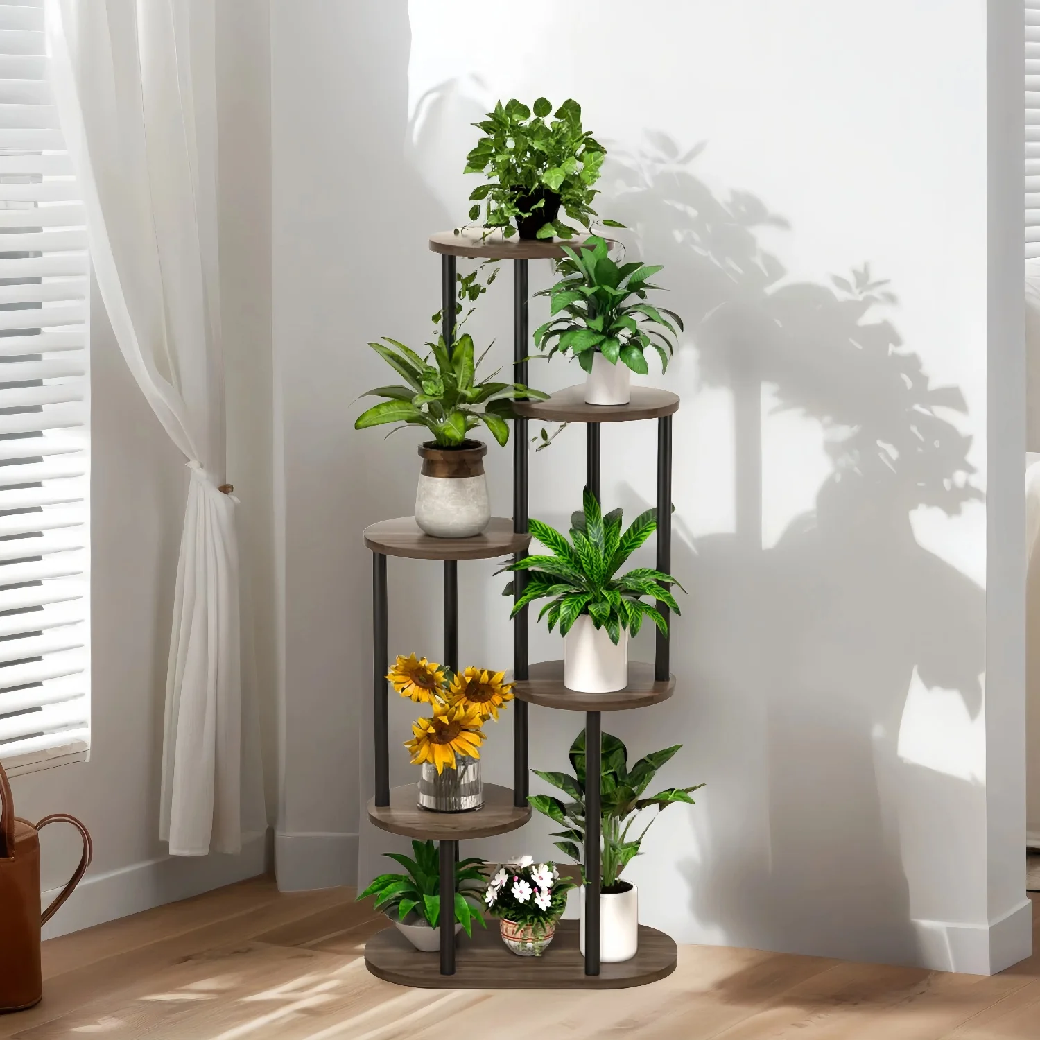 Supporto per fiori a 5/6 livelli Supporto per piante Scaffale per interni Scaffale per fiori Scaffale per fioriera Organizzatore di stoccaggio Display Balcone da giardino interno