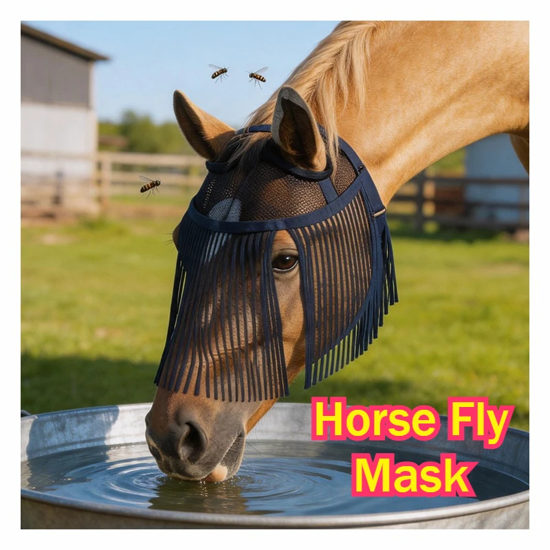 ‌Horse Ear Bonnet Breathable Mesh Fly Veil Grooming Nose Protect Tassel Fringe Soft Comfort Summer Equestrian Riding Equipment