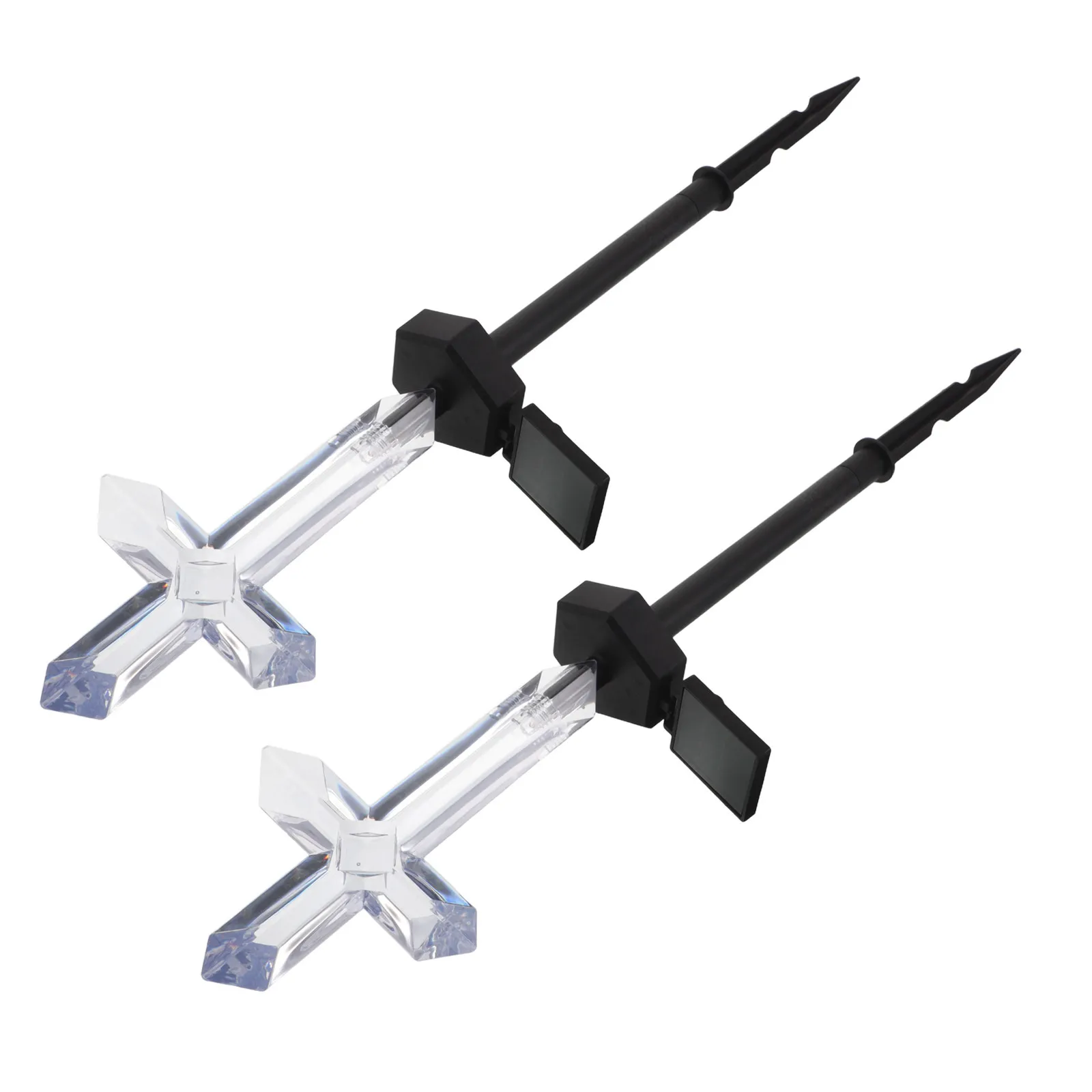 2 Pcs Cemetery Solar Lights Grave for Cross Graveyard LED Memorial Outdoor Candles Holiday Decorations Garden