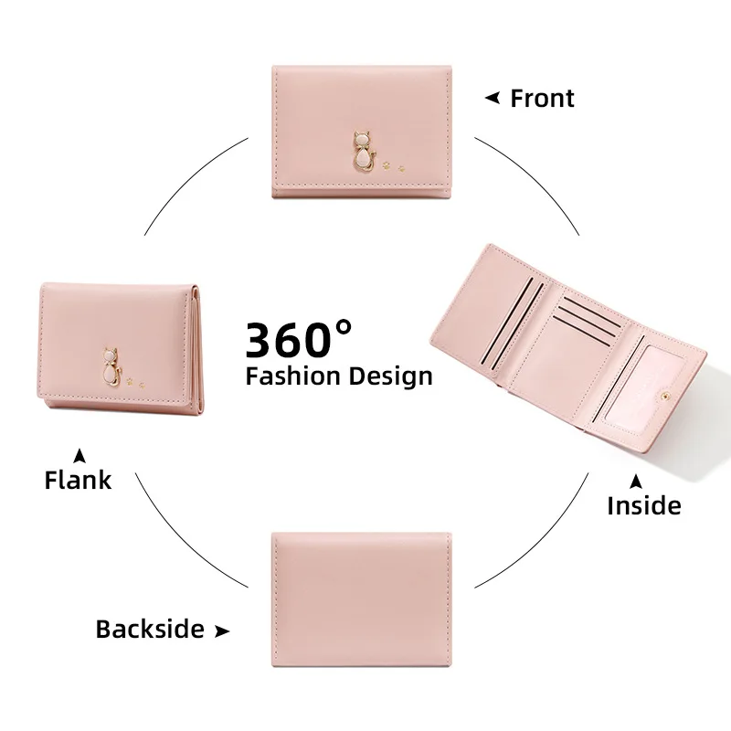 Кожаный кошелек с милым котом для женщин, чехол для карт большой емкости, короткий женский кошелек Tarjetero Carteiras Femininas Billeteras Mujer