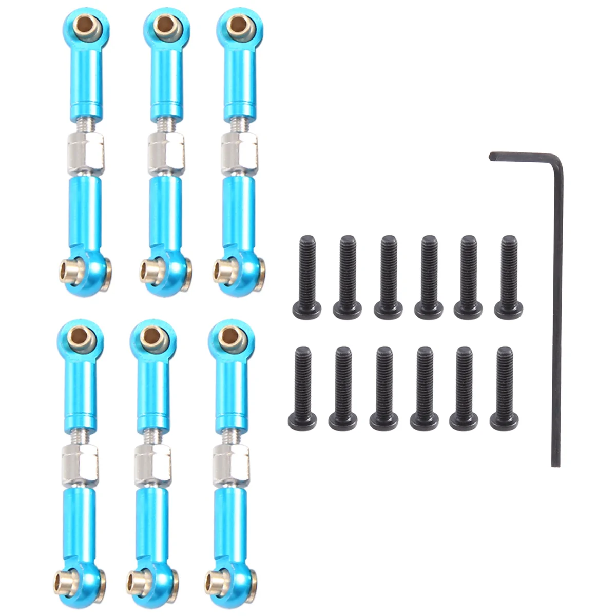 6Pcs Adjustable Metal Linkage Pull Rod Front /Rear Servo Link for A949 A959 A969 A979 K929 RC Car Upgrade Spare,Blue