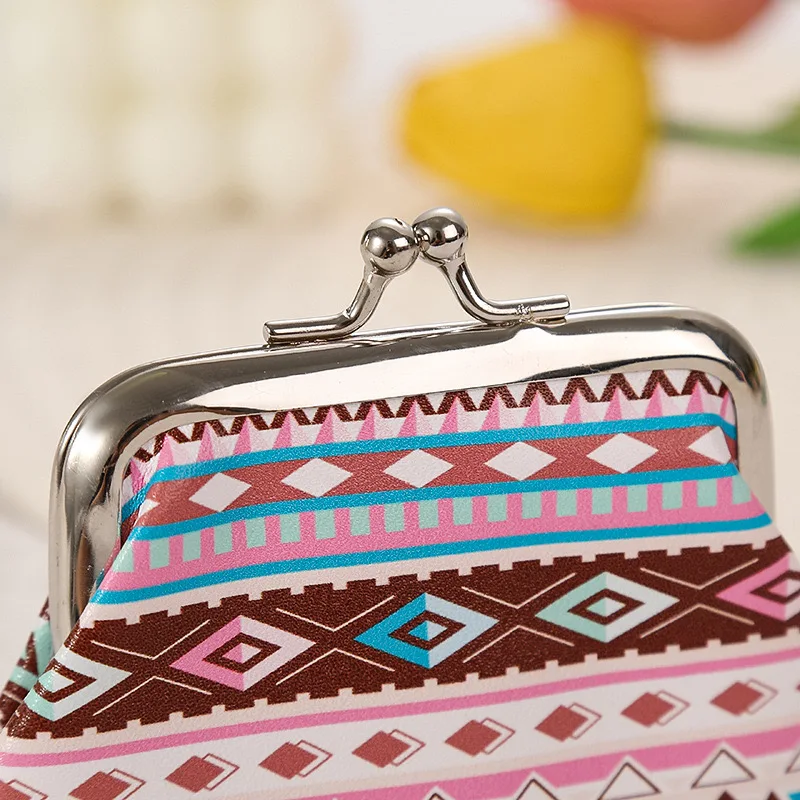 12 PCS Fashion PU Leather Coin Purse Bohemian Style Geometric Women Small Change Money Bags Holder Wallet Mini Pouch