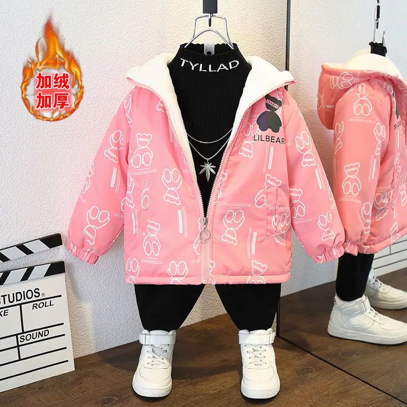 

2025 Winter Baby Kids Clothes Girls Jacket Fashion Character Coat For Teen Girl Boy Thicken Cotton Soft Warm Children's Clothing
