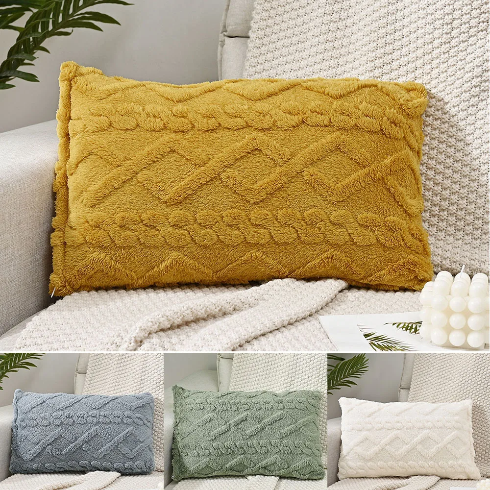 Pillow Cover Sofa Backrest Cover Dough Twists Braid Pillowcase Pillow Cushion Room Decor 3D Plush Pillow Case Home Decoration