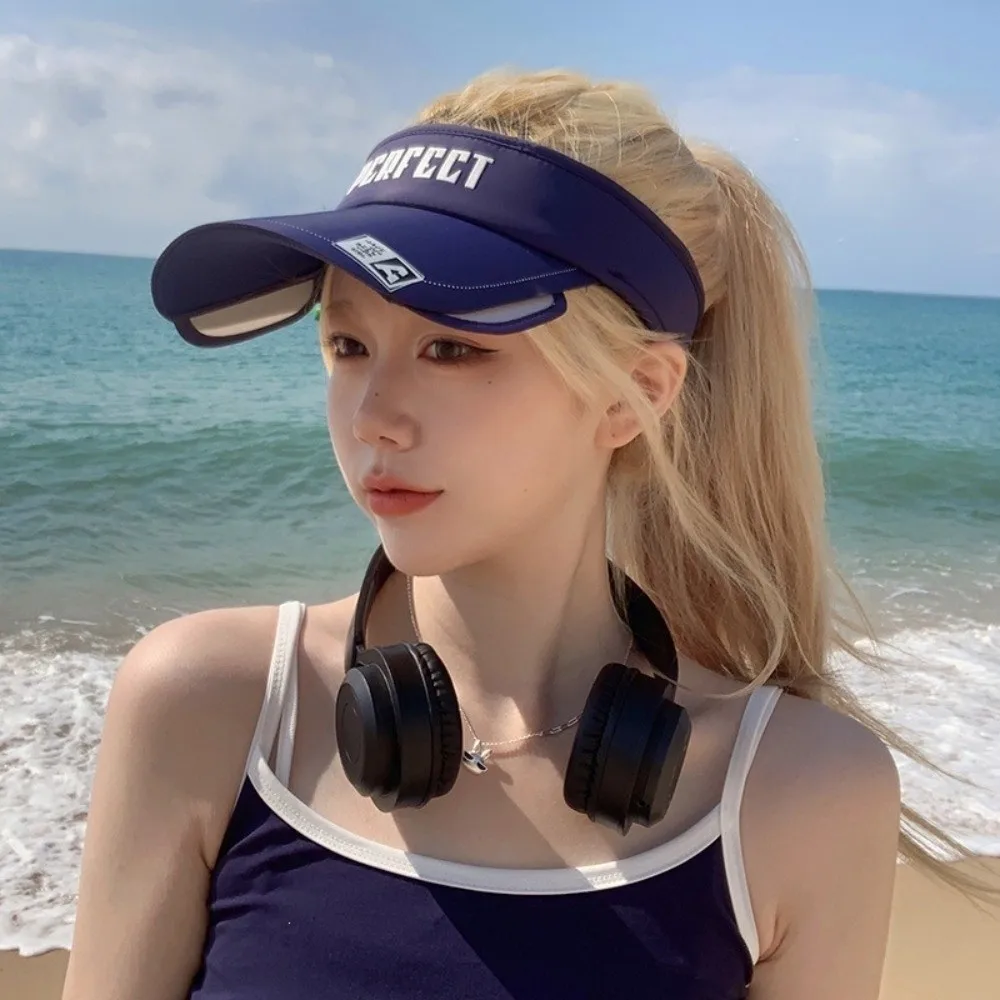 Lightweight Retractable Visor Sun Hat Breathable Sun Protection Sports Visor Cap Adjustable Expand Brim Sun Protection Hat