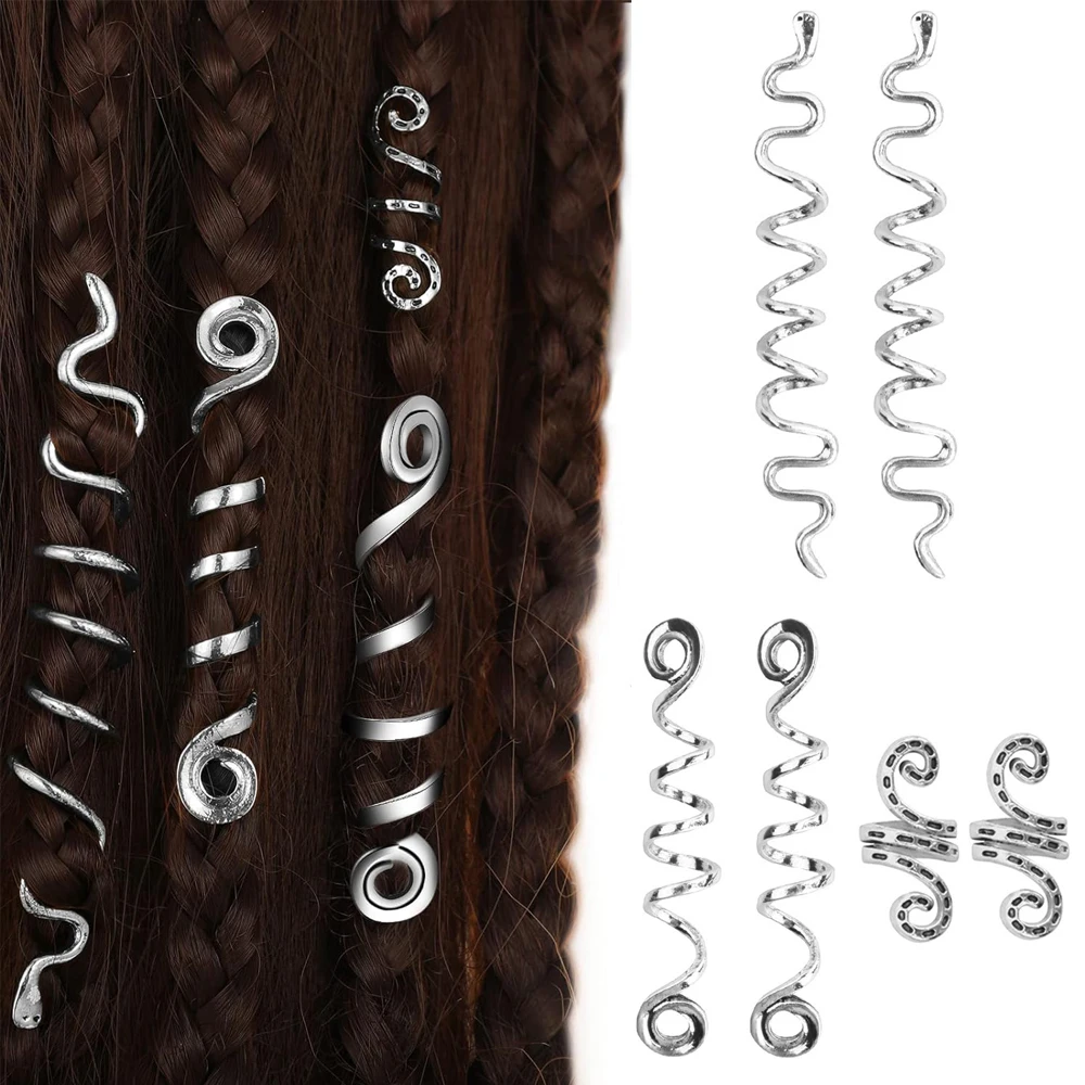 6 Stuks Vlecht Haaraccessoires Keltische Haar Sieraden Legering Dreadlock Accessoires Loc Haar Manchetten Slang Haar Clips Voor Vrouwen En Meisjes