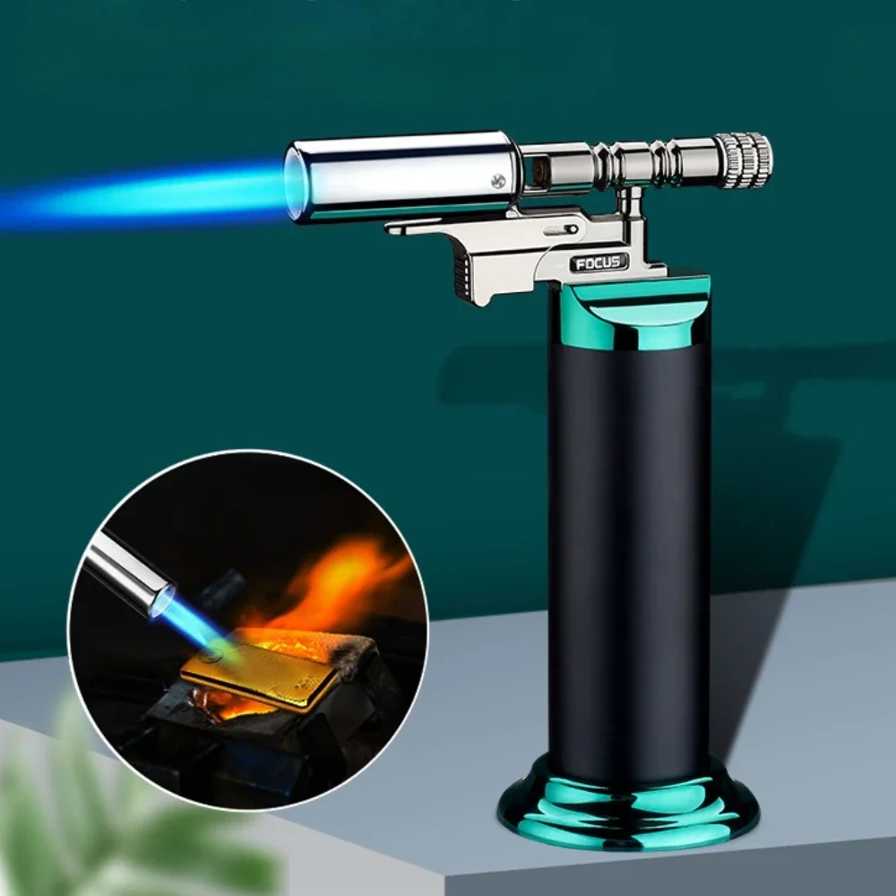 

Powerful Blue Flame Jet Torch Gas Lighter Outdoor Windproof Cigar Barbecue Cooking Kitchen Butane Refillable Metal Welding Gun