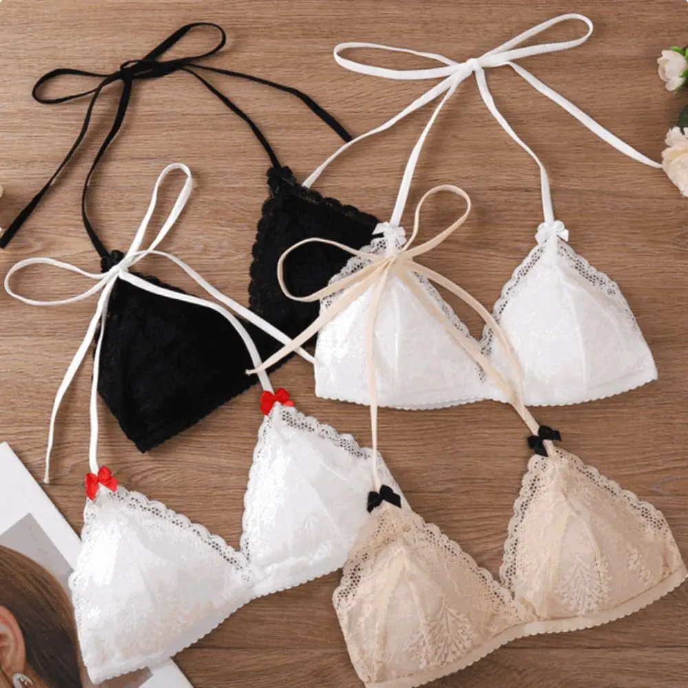 Reggiseno push up in pizzo traspirante con lacci senza fili con scollo a V profondo antiurto anti-cedimento Reggiseno push up in rete Biancheria intima sottile Regali da donna