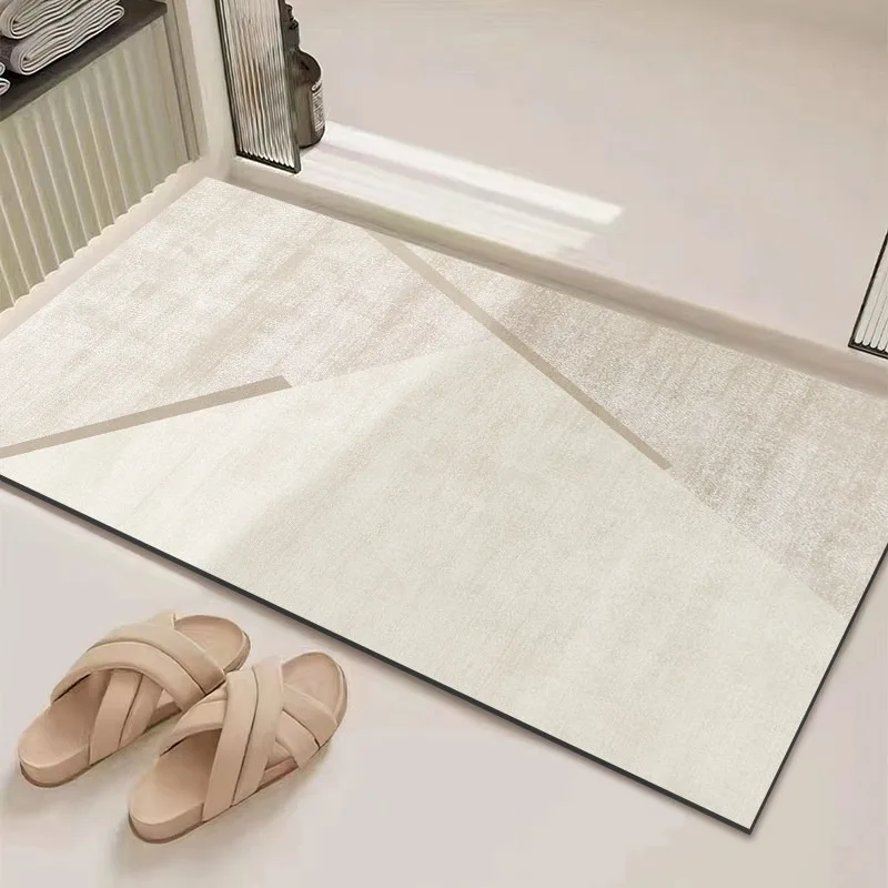 Bathroom Carpet Diatom Mud Absorbent Non-slip Floor Mat Solid Color Geometric Pattern Rug Toilet Doorway Mats Home Decor Rugs