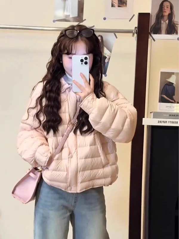 

Sweet Style Short Pink Cotton Jacket Women's Thickened Warm Loose Coat Korean Version Winter New Arrival Button Closure