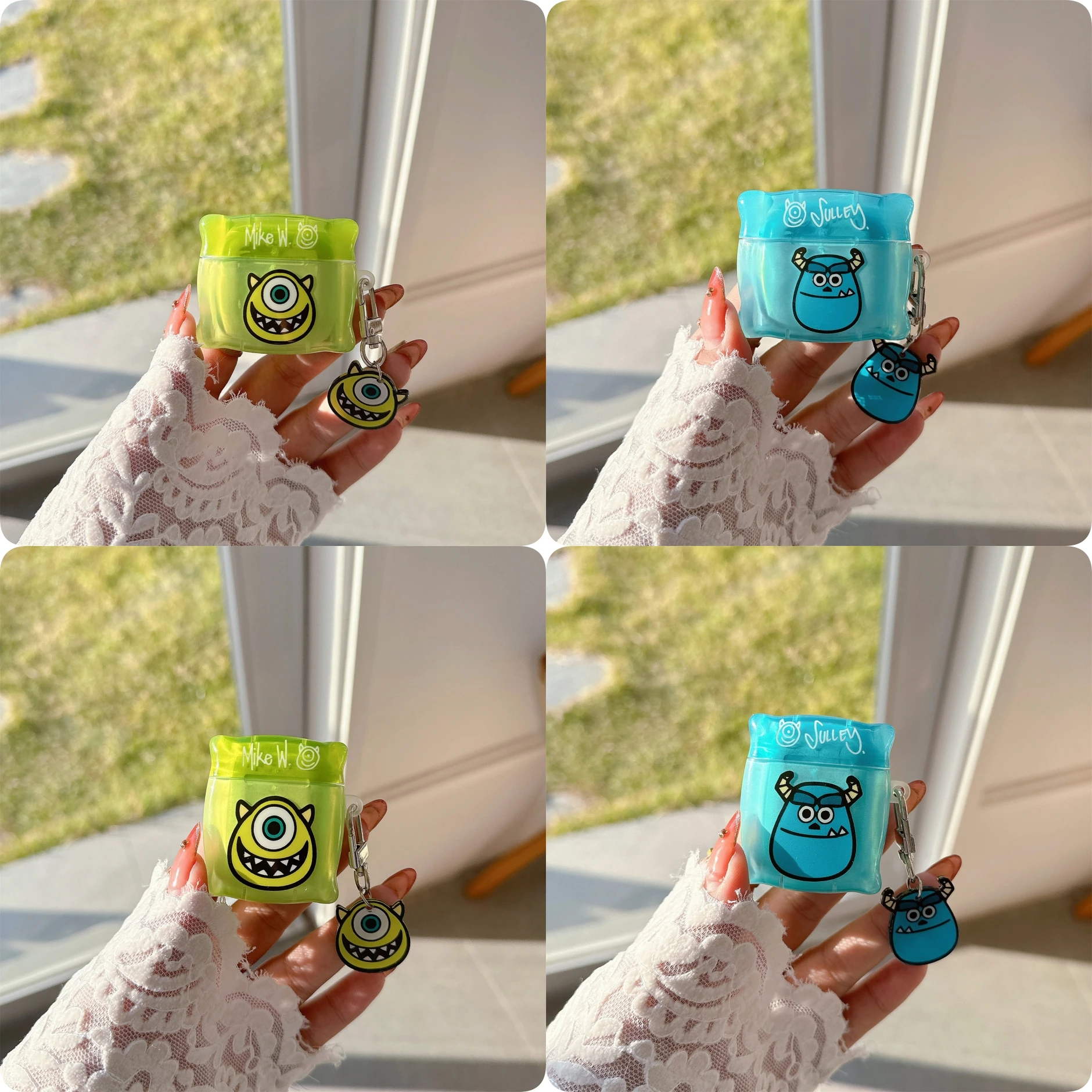 Disney Monsters Inc. James P. Sullivan and Michael Wazowski Pillow Style Earphone Case For AirPods Pro 2nd 4 3 2 1 With Pendant