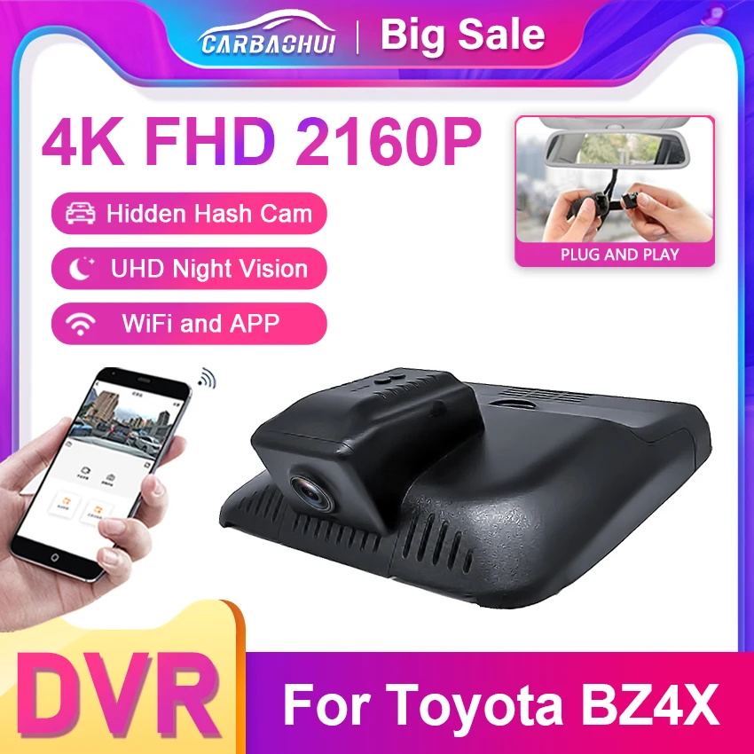 

4K HD 2160P Plug And Play installation Wifi Dashcam Car Video Recorder DVR Dash Cam for Toyota BZ4X 2022 2023 By APP Control