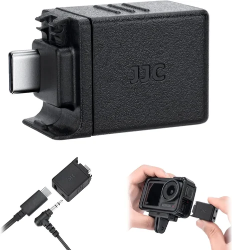 Adaptador de micrófono JJC Osmo Action 5 Pro, adaptador de micrófono de Audio de 3,5mm para DJI Osmo Action 5 Pro 4, compatible con micrófono con carga tipo C