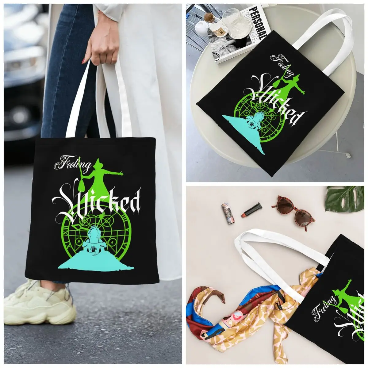 

Women Men Feeling Wicked Tote Bags Canvas Grocery Bag for Shopping Handbags