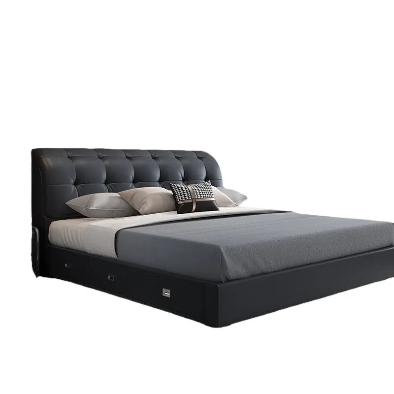 

Leather art double bed modern simple 1.8 meters master bedroom
