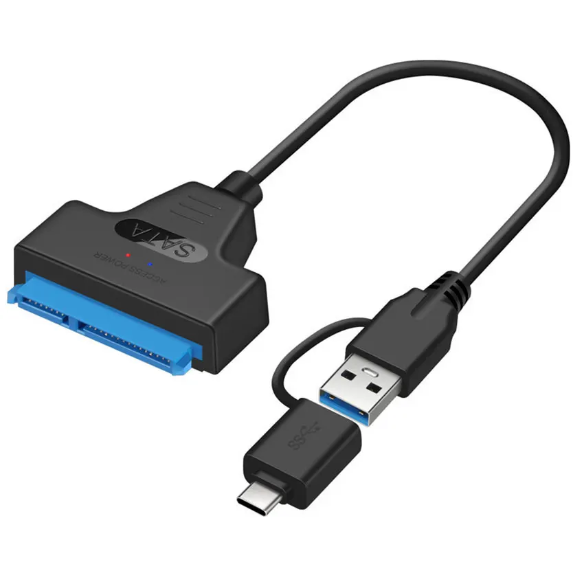 

New 2 in 1 SATA to USB3.0/Type-C Adapter Cable Up To 6 Gbps High Speed Support 2.5 Inch External HDD SSD Hard Drive 22 Pin Sata