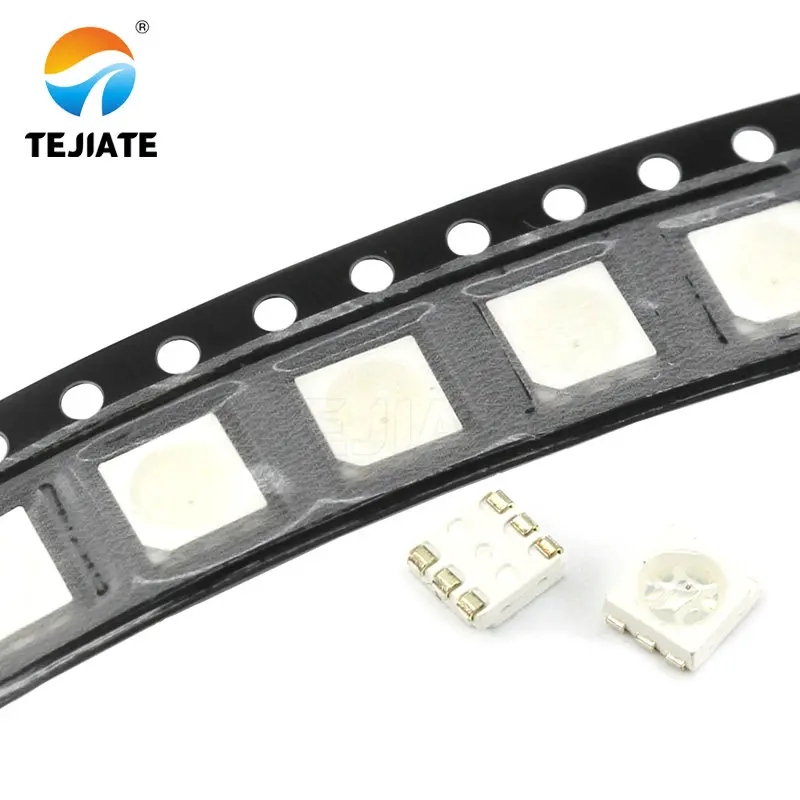 Lampe à Diode SMD 5050, Rouge, Jaune, Bleu, Vert, Blanc, RVB, Trois Couleurs, Haute Luminosité, Perle