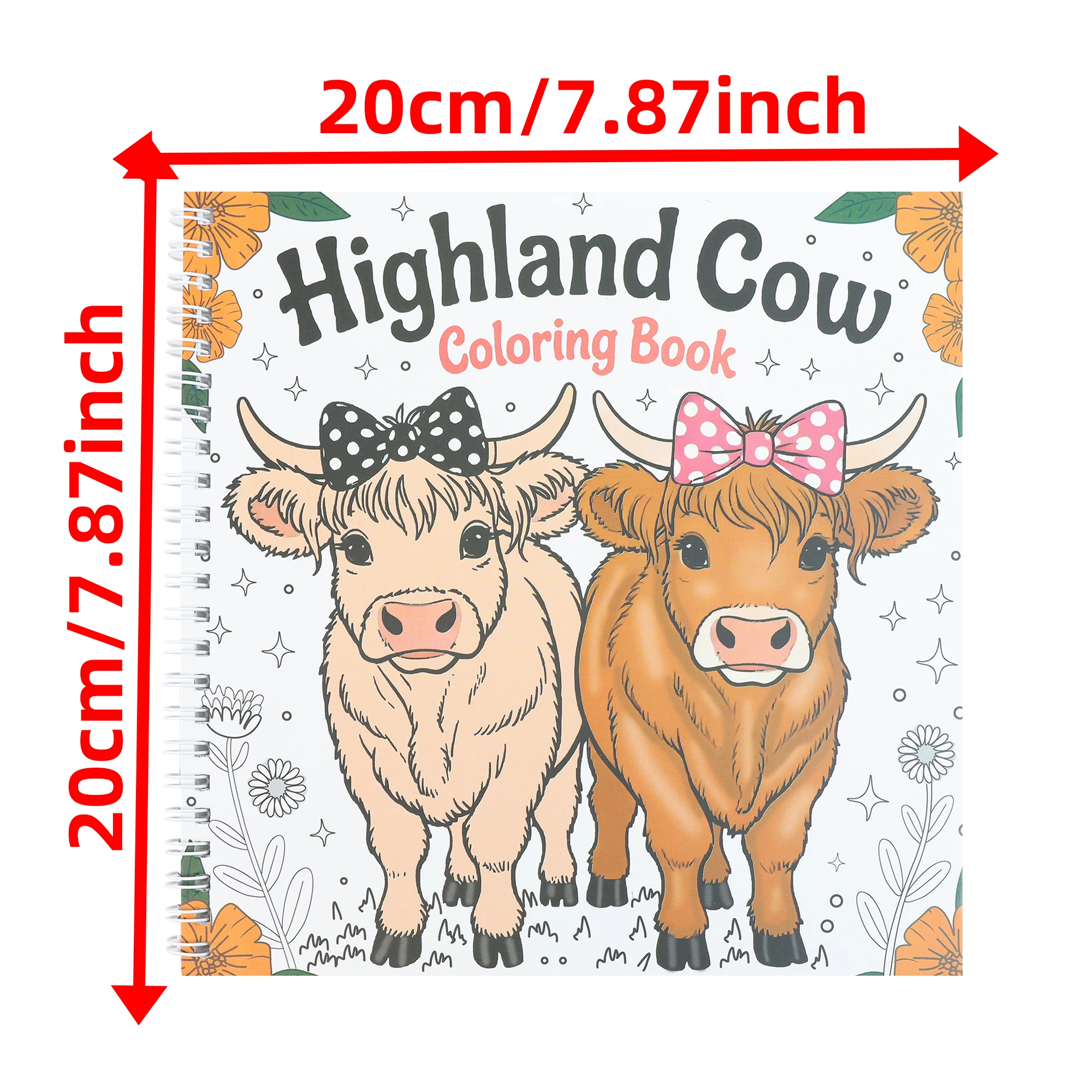 Highland Cow Coloring Book for Adults & Teens, Cute Animal Cozy Coloring Book, Farm Cow Stress Relief Coloring Pages, Country Fa
