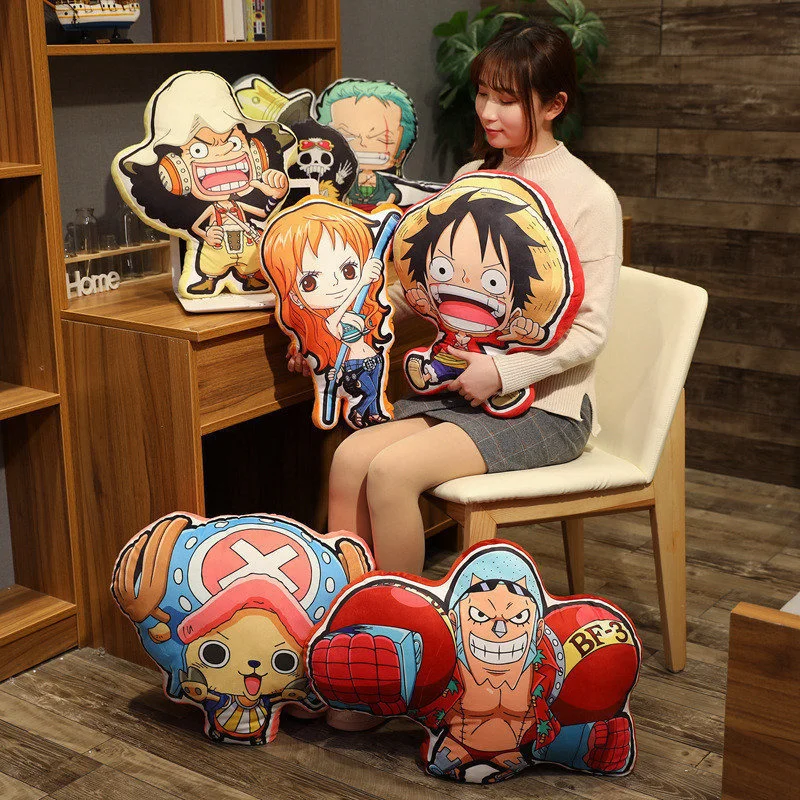 30CM One Piece Kawaii Pillow Doll Luffy Zoro Sanji Chopper Usopp Japanese Anime Stuffed Toys Cushion Pillow Birthday Gifts Hot