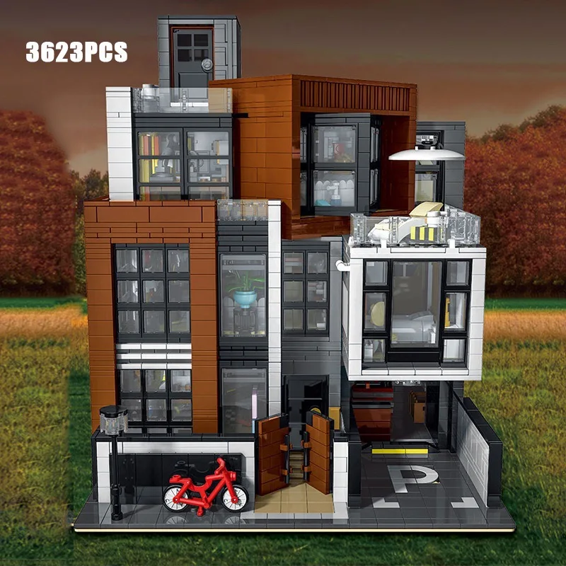 3623PCS Modular Building Modern Villa Model City Street View Series Educational Assembly Toys Blocks MOC Brick Kids Gift