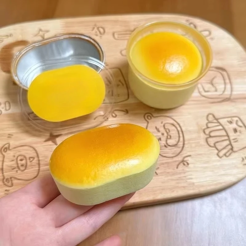 1PC Squishy Realistic Cheese Cake Slow Rebound Stress Relief Decompression Toys Semi-Cooked Cheese Prank Toys Sticky Fingers image 5