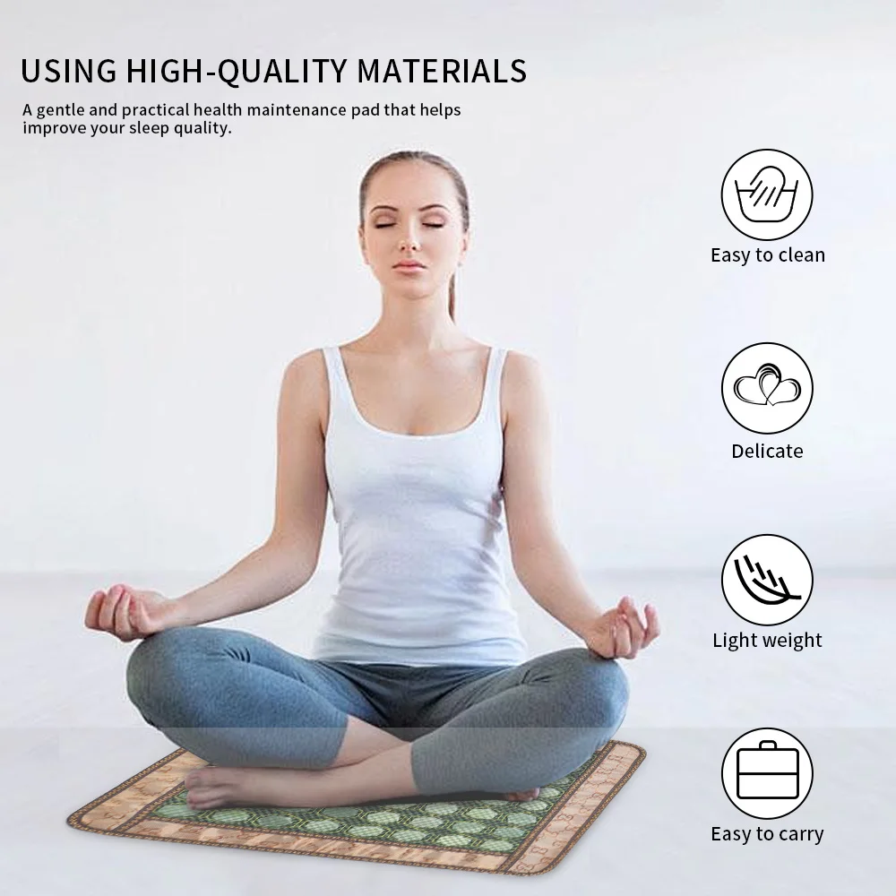 Jade Cushion 64pcs Jades Natural Jade Massage Cushion Germanium Stone Mat Massage Mattress Physiotherapy Bed Pad Mantenance