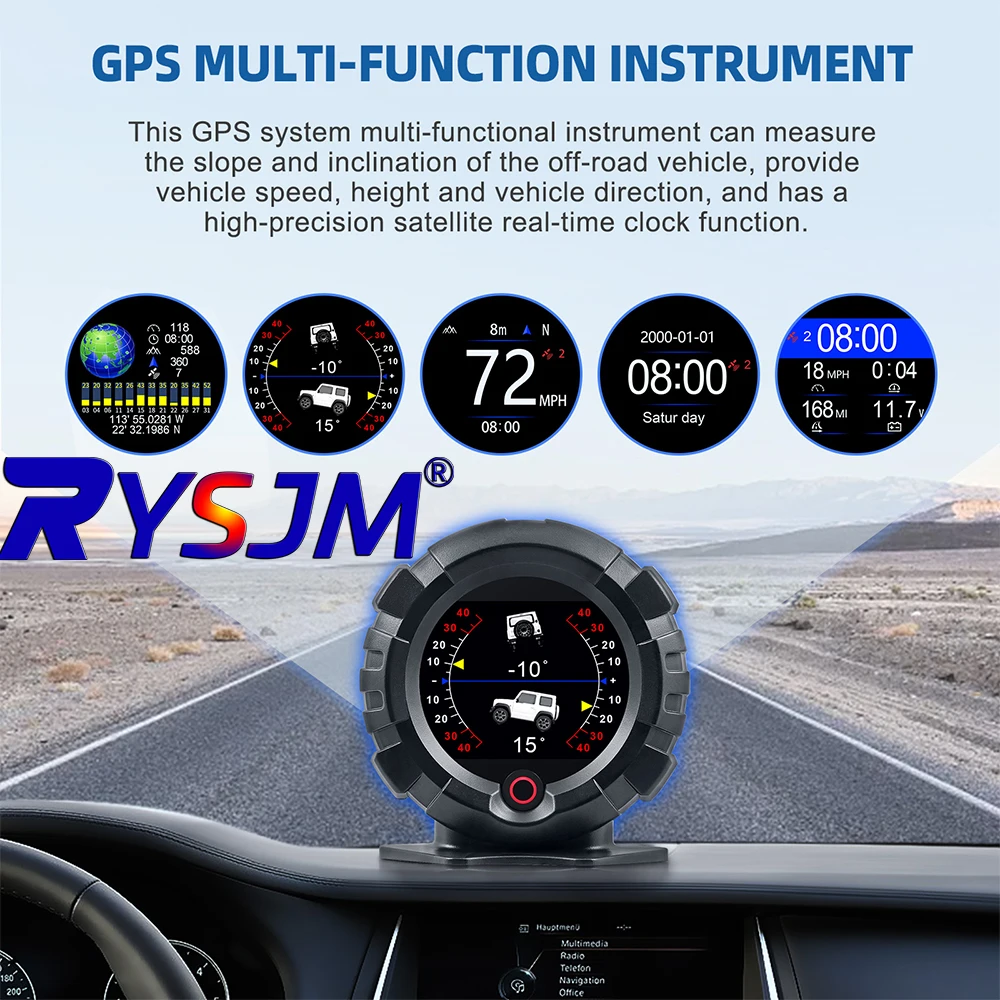 X95 GPS Digital Head Up Display Inclinometer Auto Electronic Speedometer With overspeed warning fatigue driving reminder