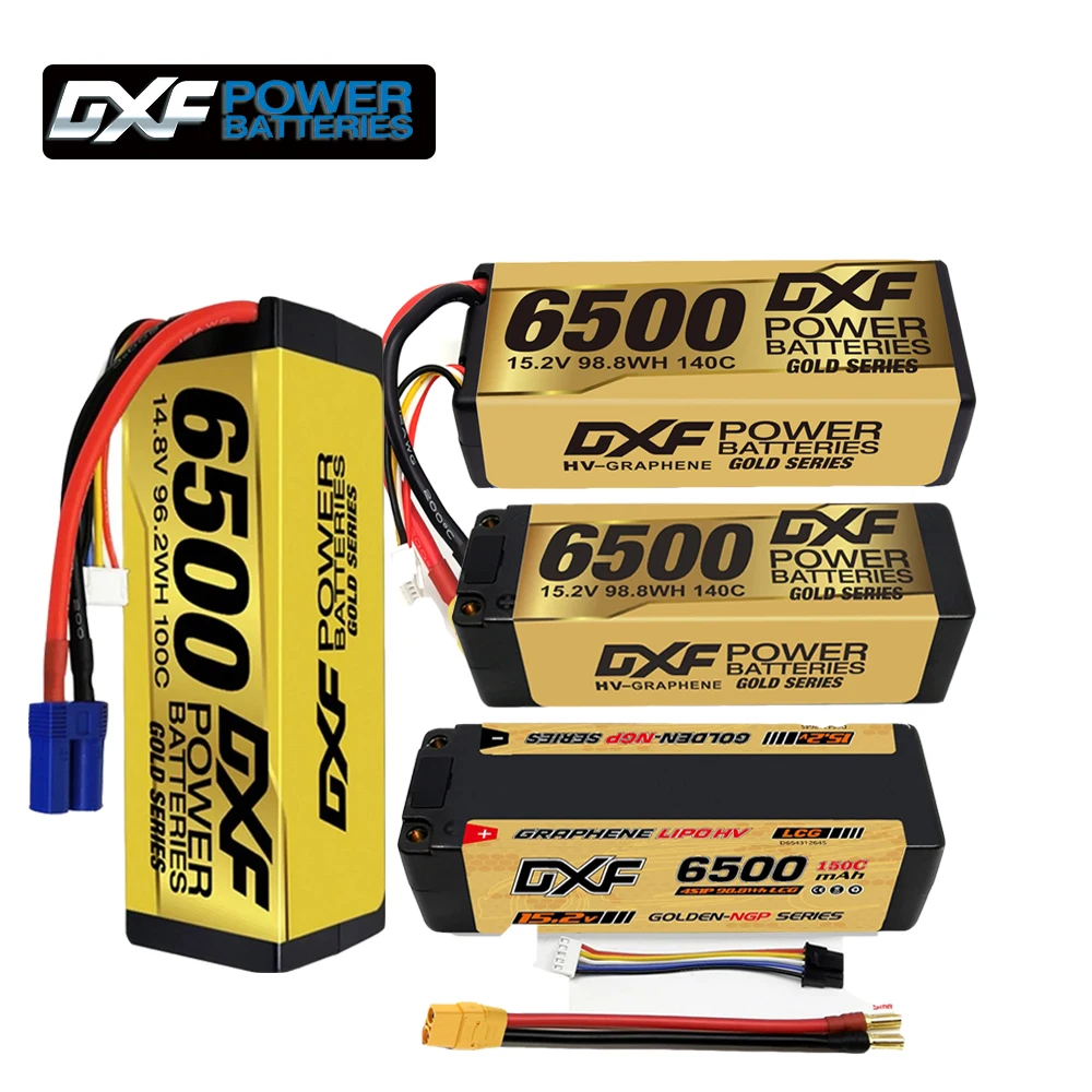 DXF Lipo 6500mAh 4S 14.8V 15.2V Grade A Li-Poly LCG HV Battery Hardcase with XT90 EC5 Connector for RC Model Car Boat Truck