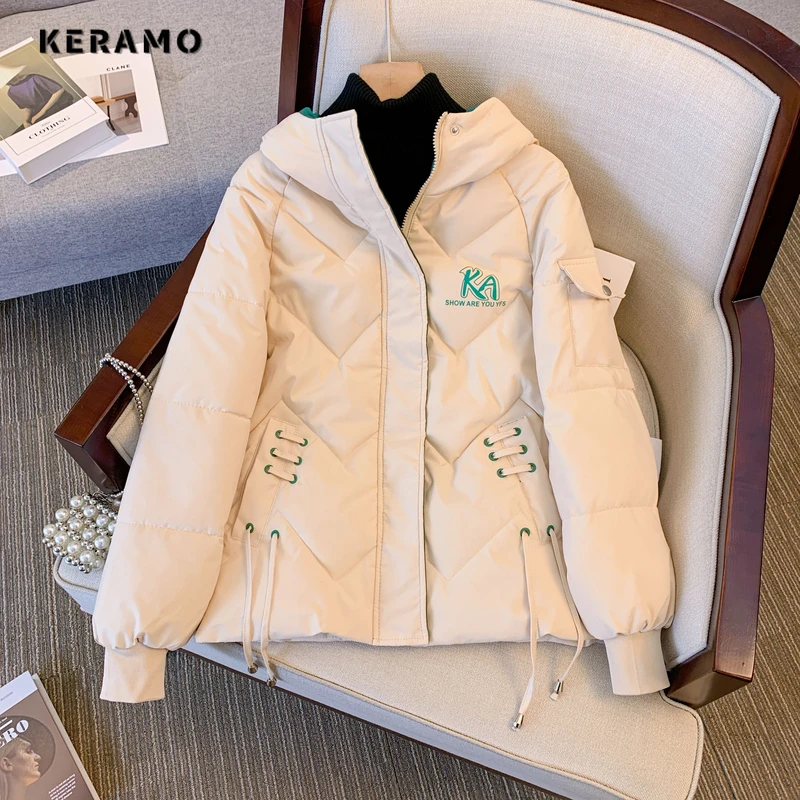 Women Casual Basic Long Sleeve Single Breasted Parkas 2023 Autumn Winter Oversized Letter Print Jacket Fashion Warm Solid Coat