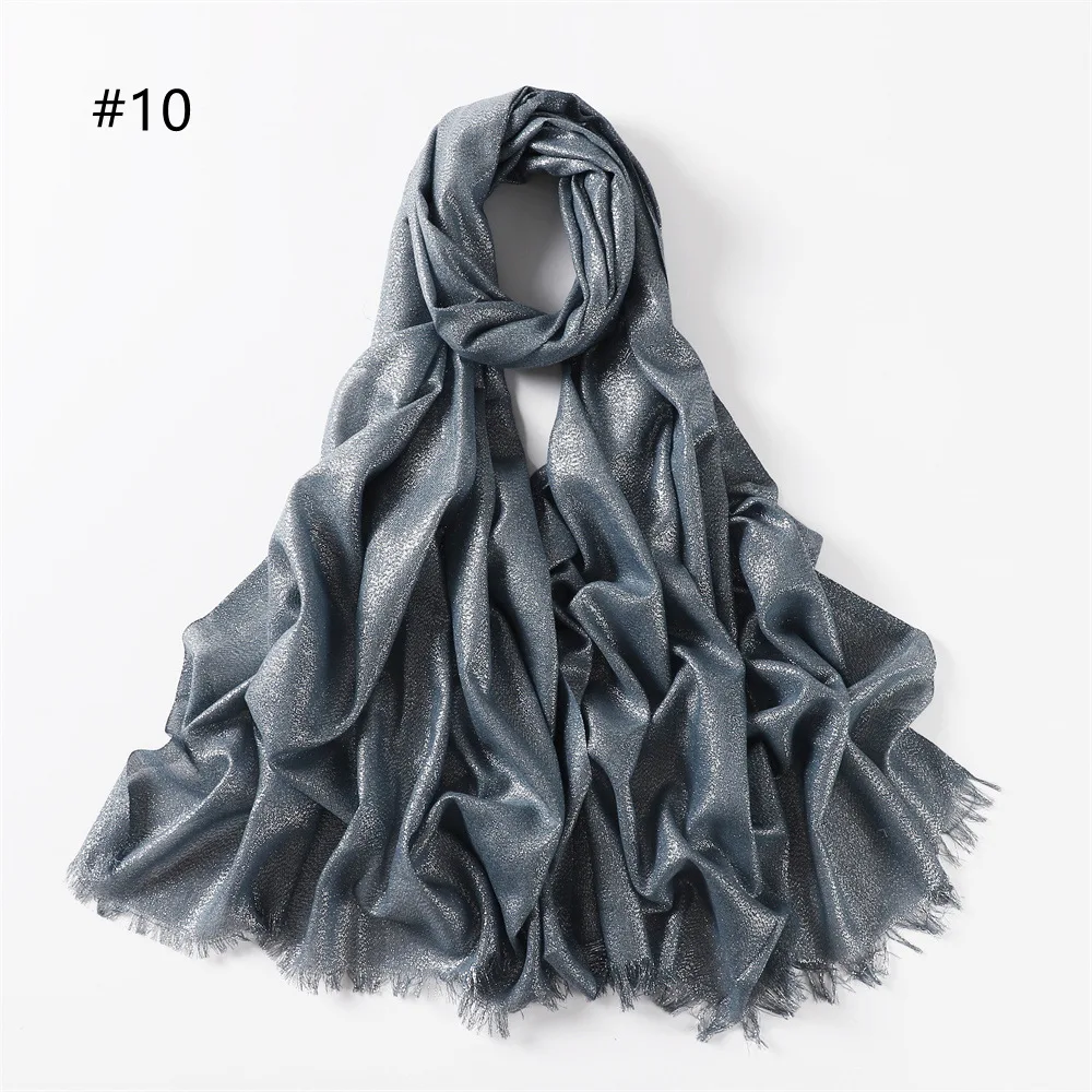 New Fashion Glitter Hijab Cotton Scarf Wraps Autumn Headscarf Shawls Muslim Scarf For Women Shimmer Fringe Scarves Instant Hijab