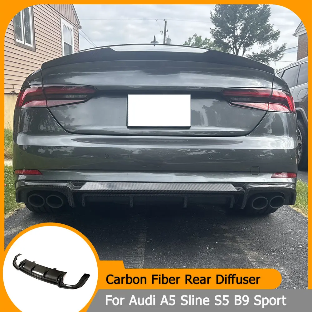 Car Rear Bumper Diffuser for Audi A5 Sline S5 B9 Sport 2017-2019 2-Door 4-Door Rear Diffuser Lip Spoiler Carbon Fiber / FRP - view 2