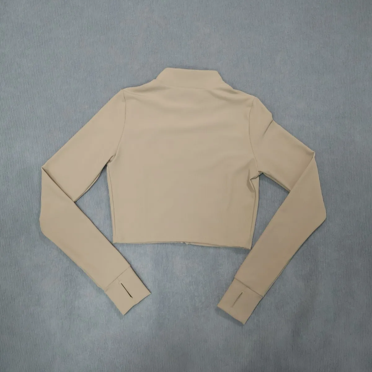 Damen Sportjacke mit hohem Kragen und Reißverschluss, Slim Fit, Langarm Yoga & Fitness Oberteil, schnelltrocknend und atmungsaktiv, Outdoor-Sportbekleidung – Detail 11
