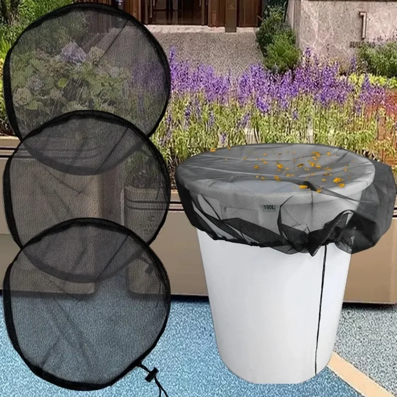 Water Collector Protector Rain Barrel Cover with Drawstring Outdoor Garden Rain Barrel Net Anti-Falling Branches Protection Mesh