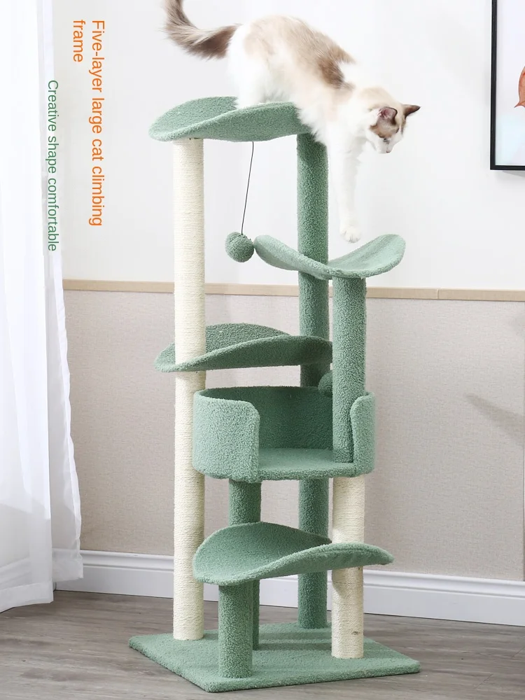 Rascador de casa de árbol de lujo para gatos, marco de escalada, muebles de poste de rascado de Sisal, juguete de salto multicapa, diseño único