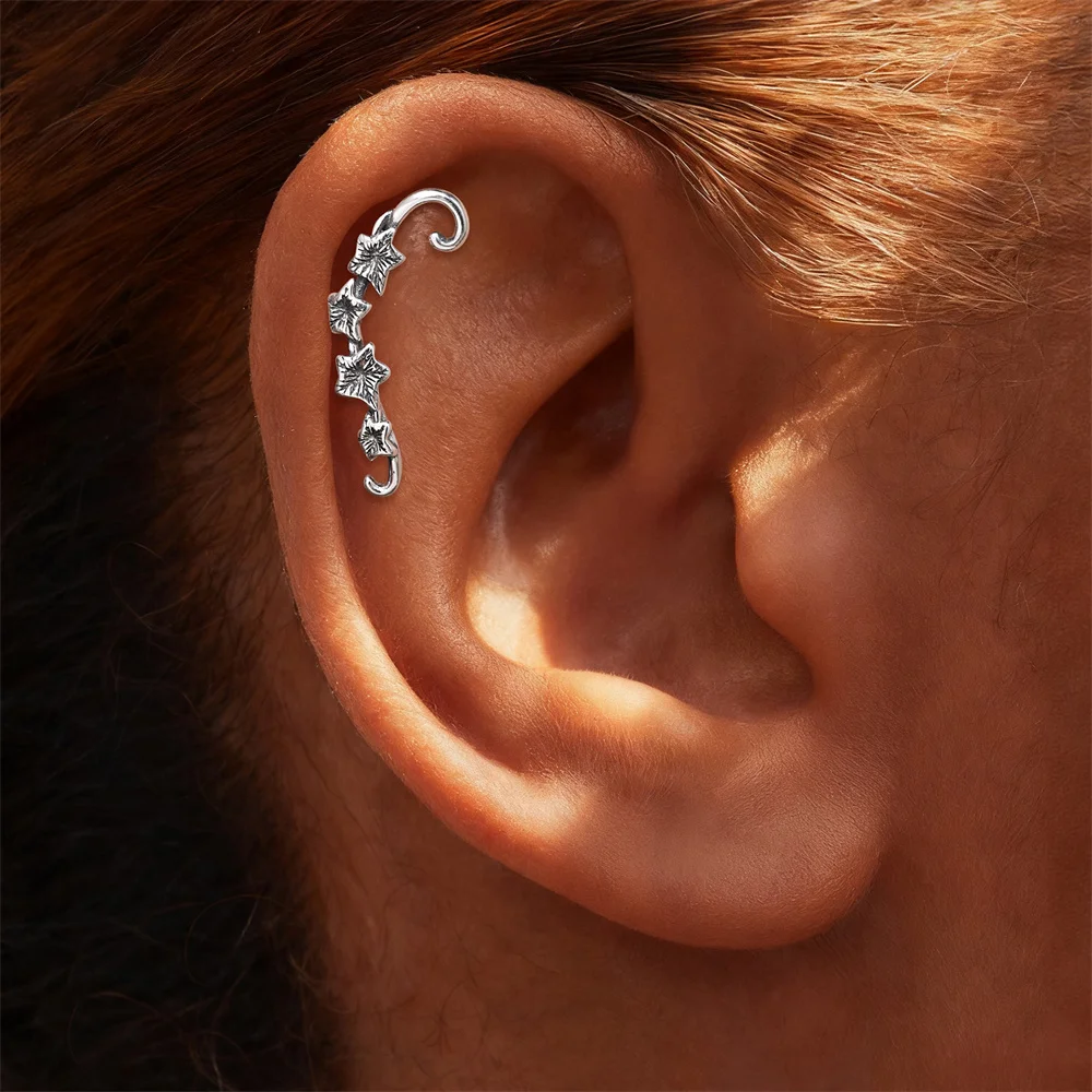 CANNER 1 Stück 925 Sterling Silber Gotischer Blumen-Ohrstecker für Damen, Europa und Amerika, Vintage-Ohrstecker, Geschenk – Detail 8