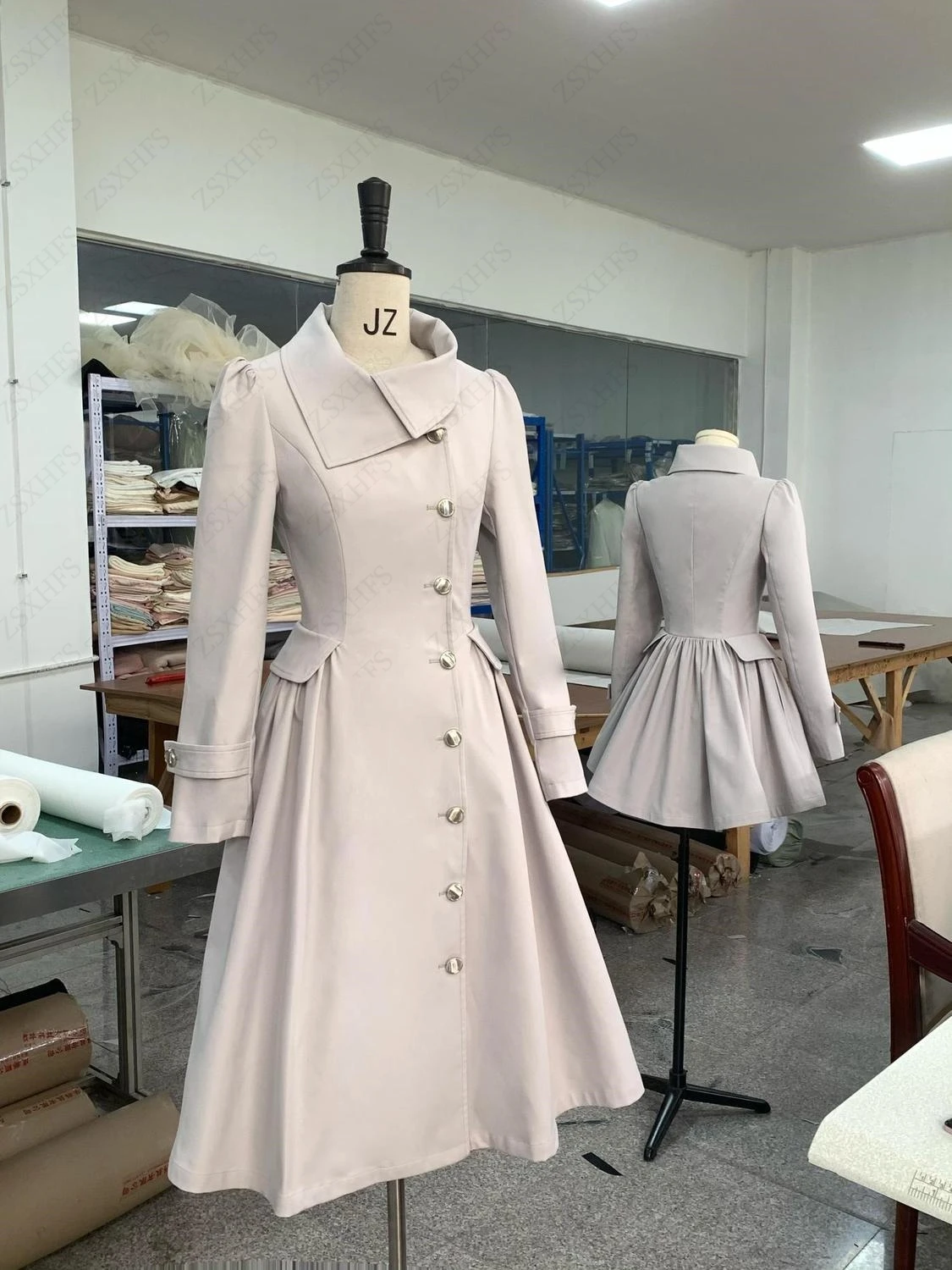 Kurtki wełniane damskie khaki, eleganckie, grube, średniej długości, z temperamentem, odzież wierzchnia na jesień i zimę, z paskiem, popularne, wełniane, moda koreańska.