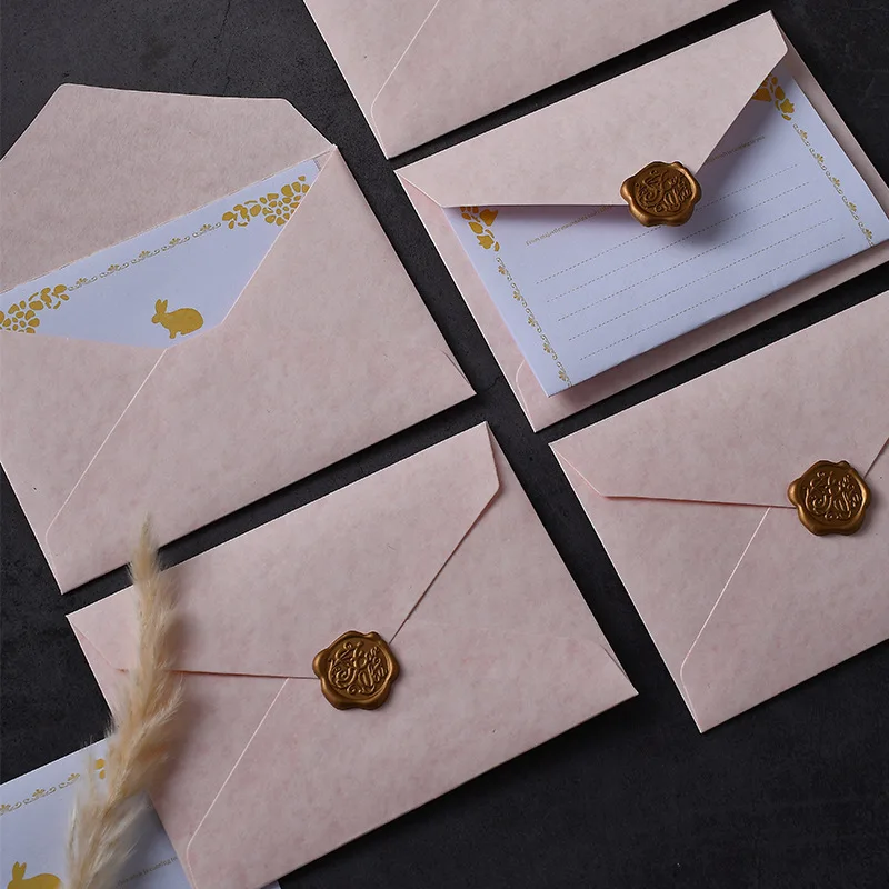 20pcs Envelopes for Invitations Pink Postcards Gift Message Wedding Card 250g Paper Business Letters Stationery Storage Bag