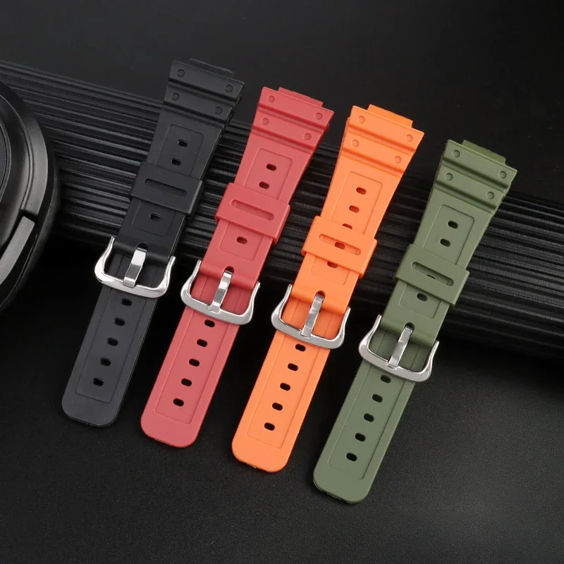 For Casio 16mm Watch Strap Convex Interface Sweat-Proof Wear-Resistant Silicone Ga2100 Gw6900 Gd120 Dw5600 5610 Accessories