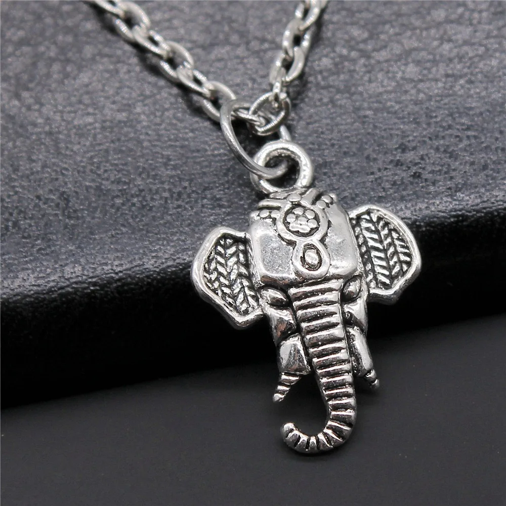 Dropshipping Antique Silver Color 22x16mm Elephant Pendant Necklace For Women