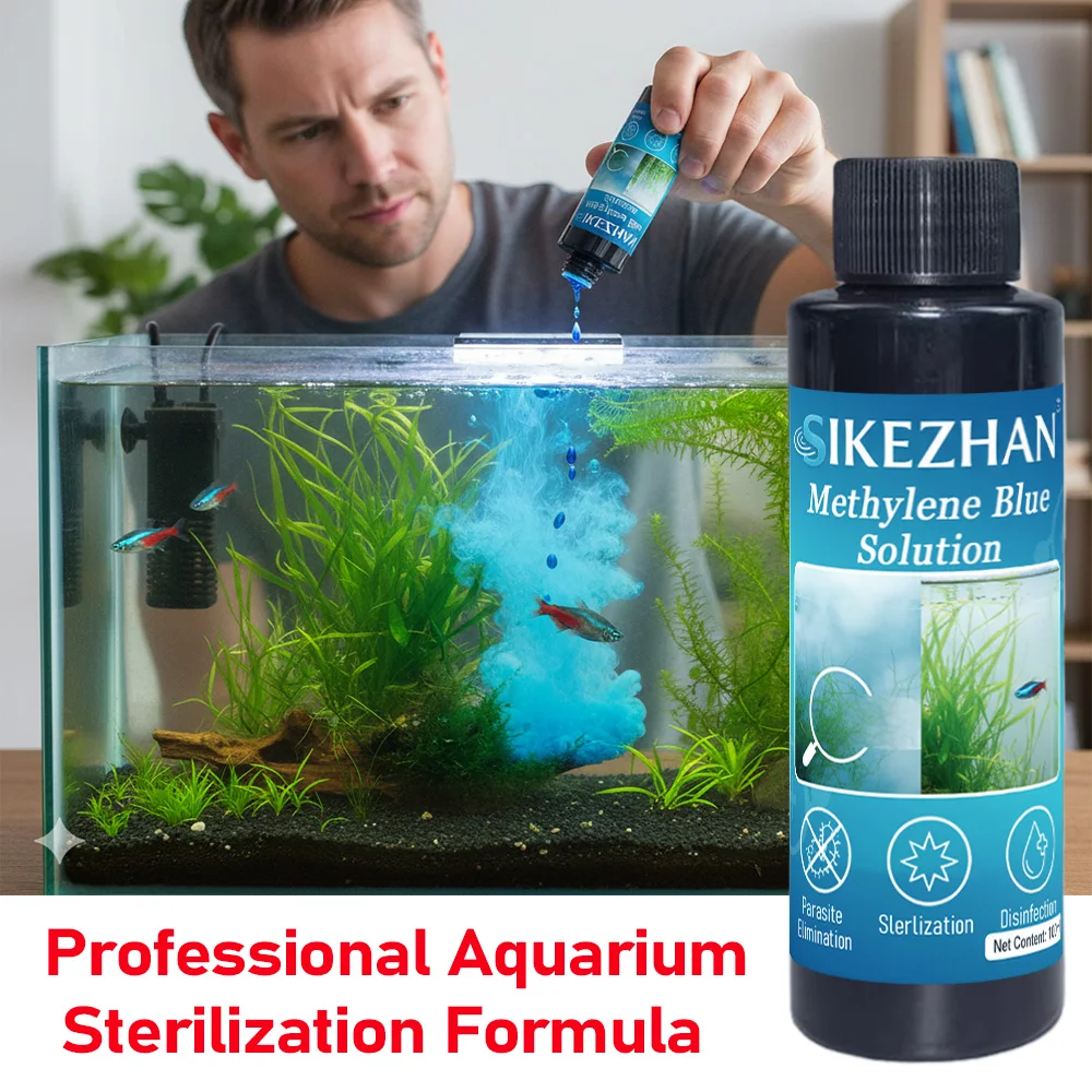Solución azul metileno de 101ml, peces ornamentales para acuario, eliminación de manchas blancas y medicina para enfermedades de peces, pez dorado Koi Betta