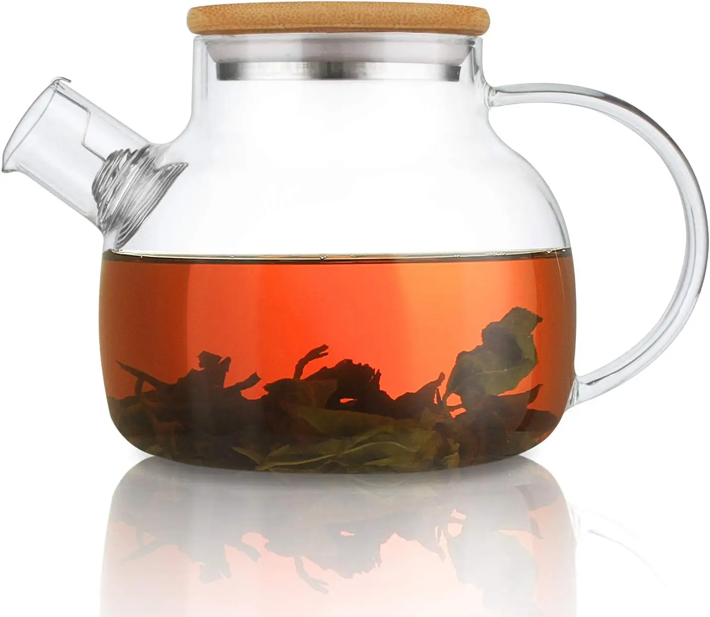 

Stovetop-Safe Glass Teapot with Removable Filter, 30.4oz Clear Tea Maker for Loose Leaf and Blooming Tea