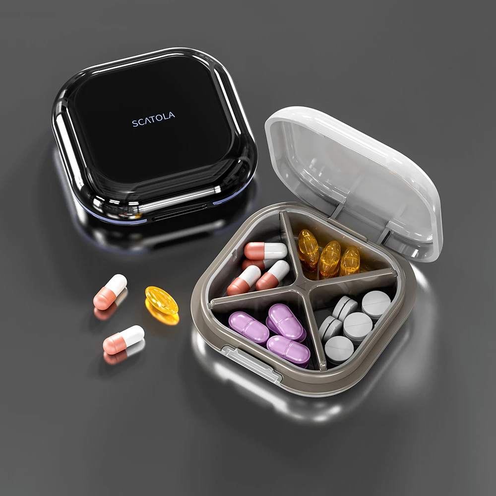 

Waterproof Pill Case 4 Compartments Pill Organizer Portable Travel Medicine Box for Vitamins Supplements Outdoor Pill Holder
