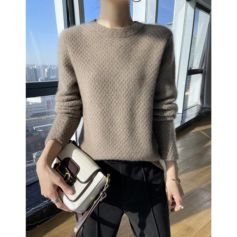 2023 Autumn Winter New 100% Cashmere Sweater O-neck Women\'s High Quality Pullover Female Loose Large Size Thicken Knitted Jumper