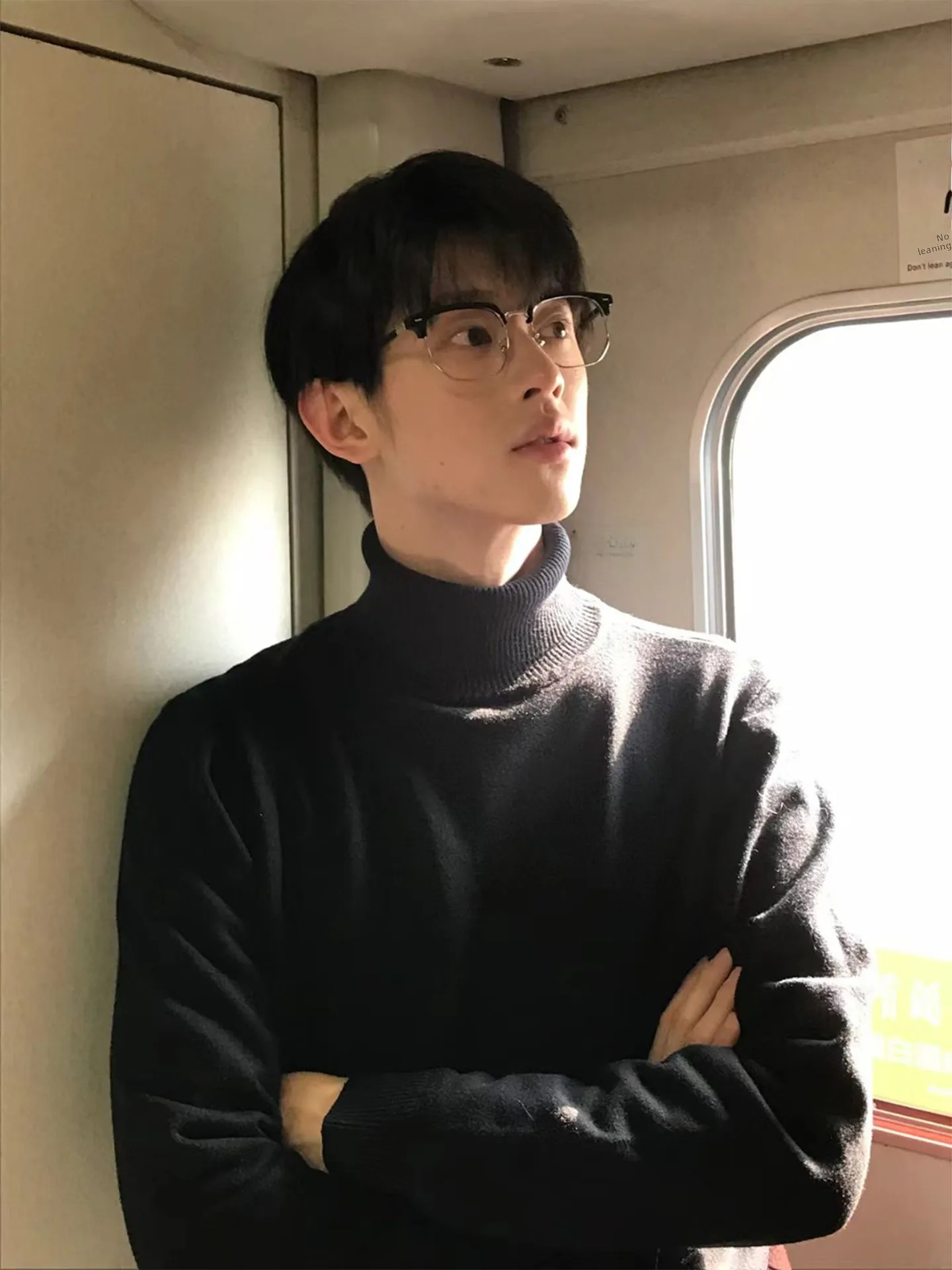 

Cleanfit Thiened High Collar Knitted Sweater for Men Casual Sle Warm Inner Wear Bla Briti Sle Winter Faion