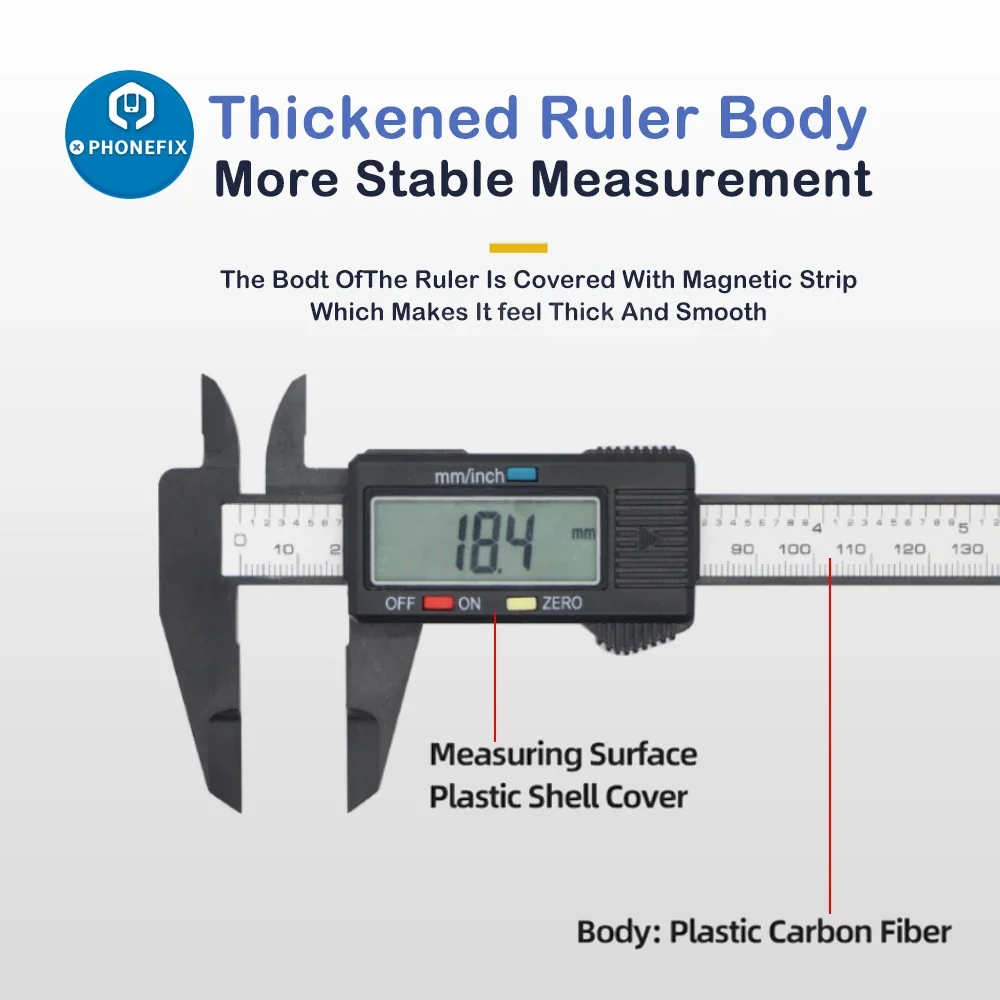 Carbon Fibre Electronic Vernier Calipers Digital Micrometer Measuring Instrument Tools with 150mm Plastic Gauge and LCD Display