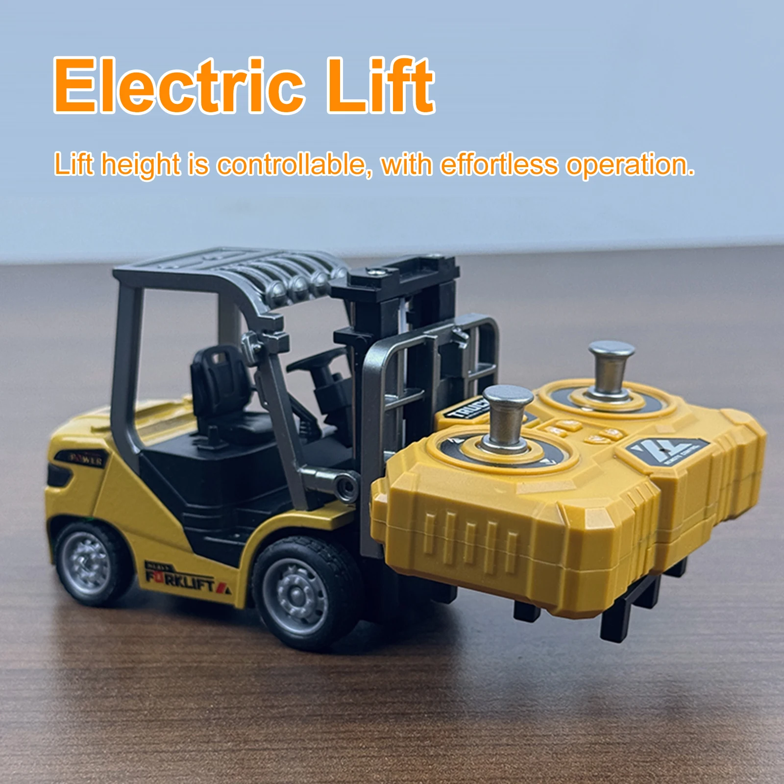 1:64 Remote Control Mini Rc Car Forklift Truck Desktop Alloy Simulation Engineering Vehicle Sound Emulation Children'S Toys