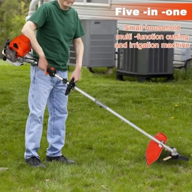 5-in-1 Cordless Weed Wacker Lawn Mower Weed Trimmer  Powered with 52CC 2-Stroke Brush Cutter and Handheld Chainsaw and Plast