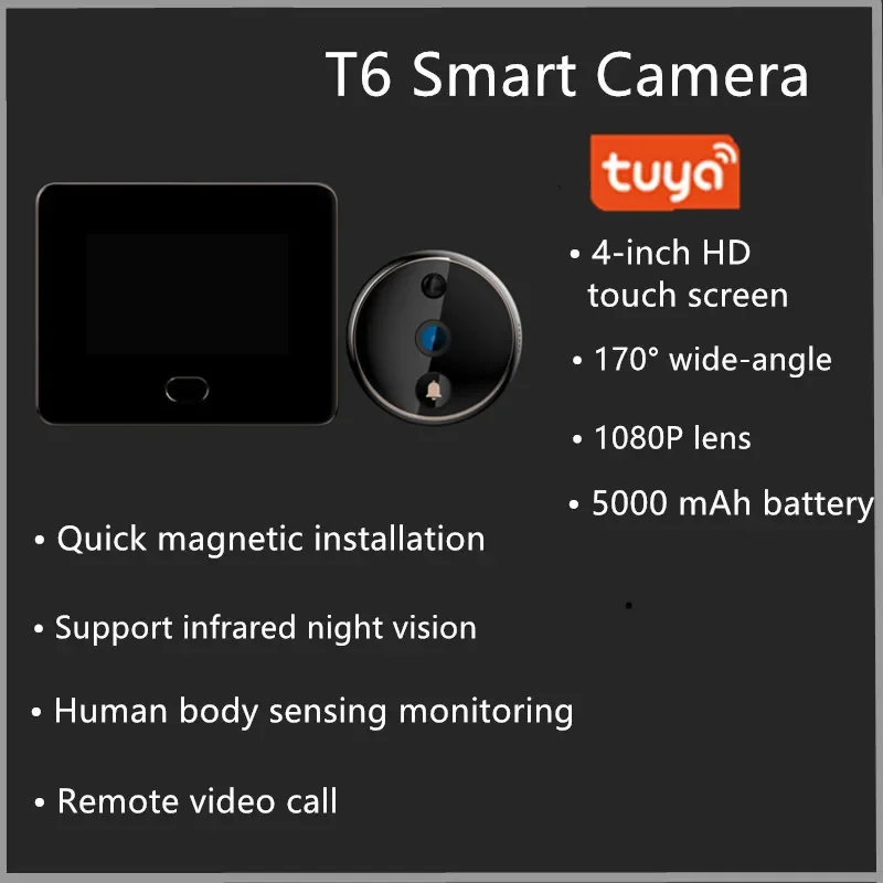 2022 Tuya APP 1080 HD 5 Modern  ligent Doorbell Cam Wifi Smart  With  Door Bell  with smart lock