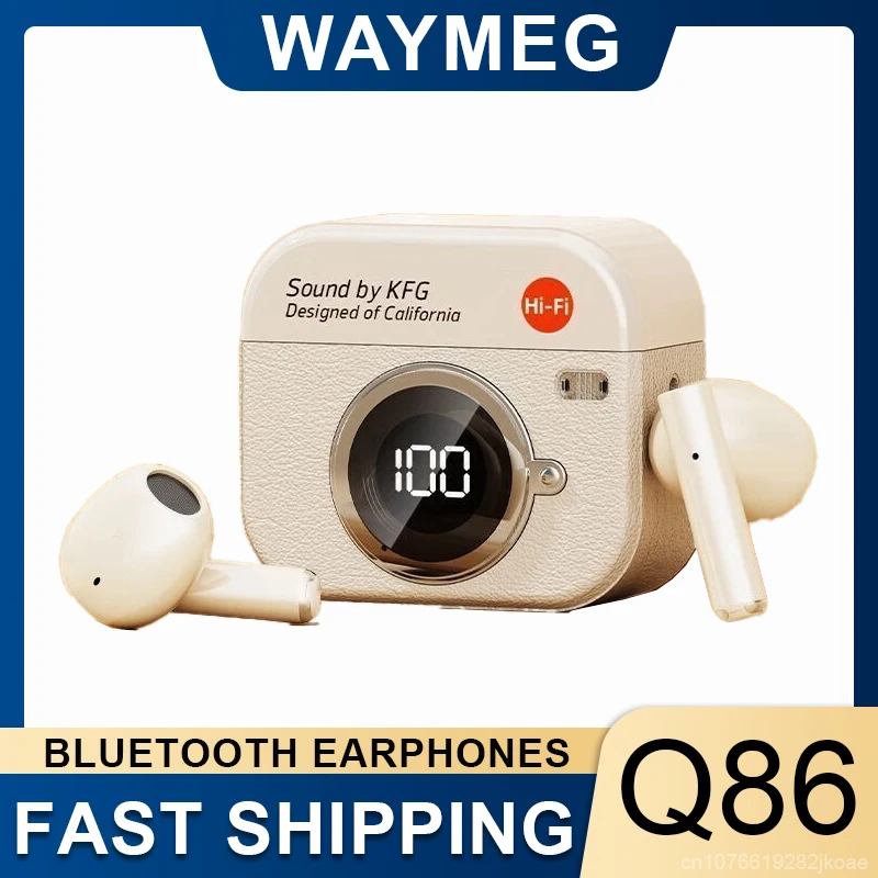 TWS Q86 Bluetooth 5.4 Earphone Wireless Retro HD Microphone Call Headphone HiFi Stereo Noise Reduction Bass Headset Long Standby